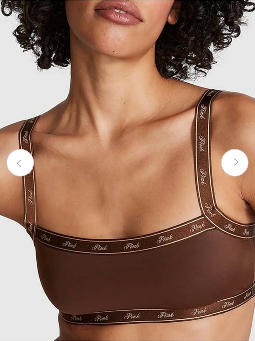 PINK Victoria's Secret Brown Logo Elastic Crop Bralette